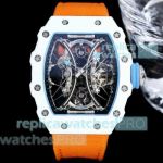 Swiss Clone Richard Mille RM53-01 Pablo Mac Donough Ceramic Watches Orange Textile band